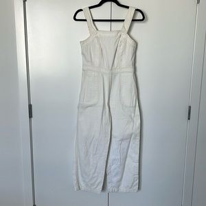 Cream Jumpsuit Tan Stitching
